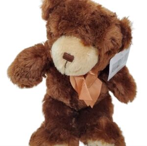 NWT Napco Brown Teddy Bear w/ Bow Plush 10"  Soft Stuffed Animal Toy